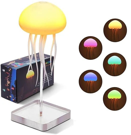 LED Jellyfish Mood Lamp with Color Gradient & Warm Light