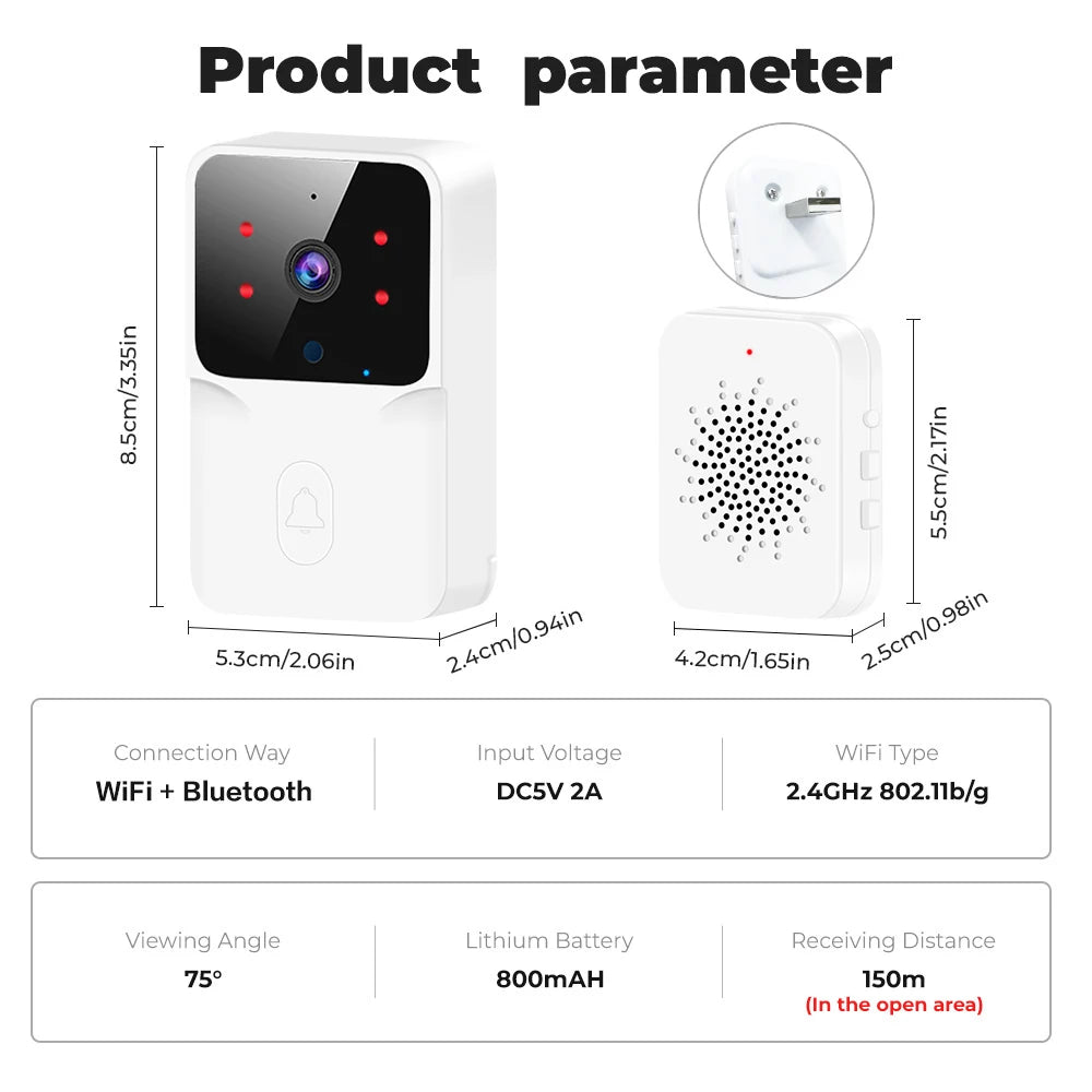 Wireless Smart Video Doorbell with Real-Time Motion Alerts