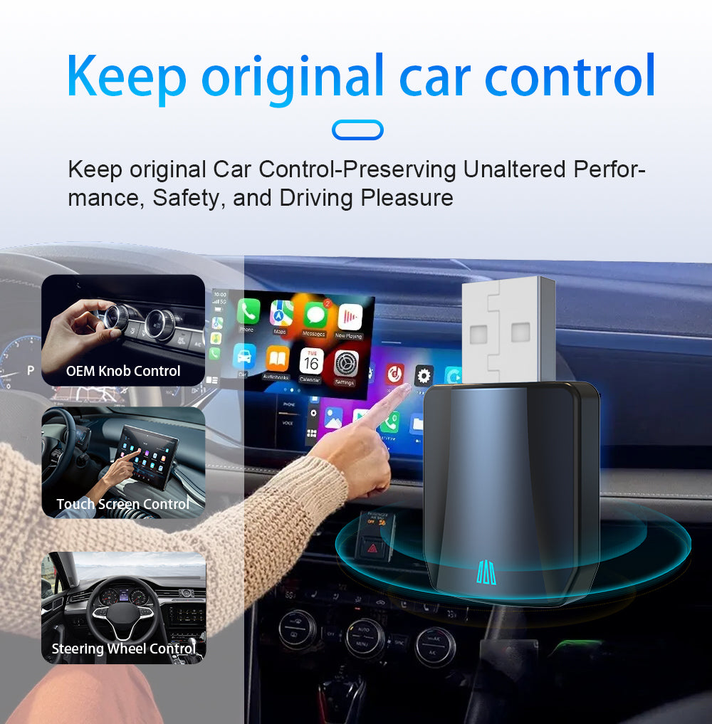 2-in-1 Wireless CarPlay & Android Auto USB Dongle