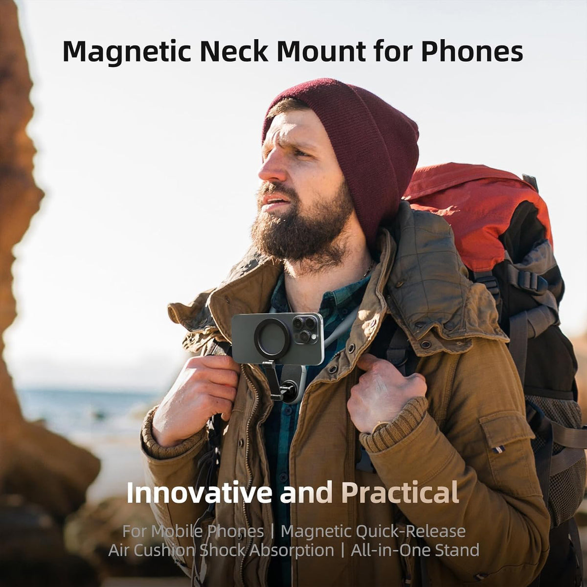 Magnetic Neck Phone Holder & Chest Mount for Vlogging & Selfies