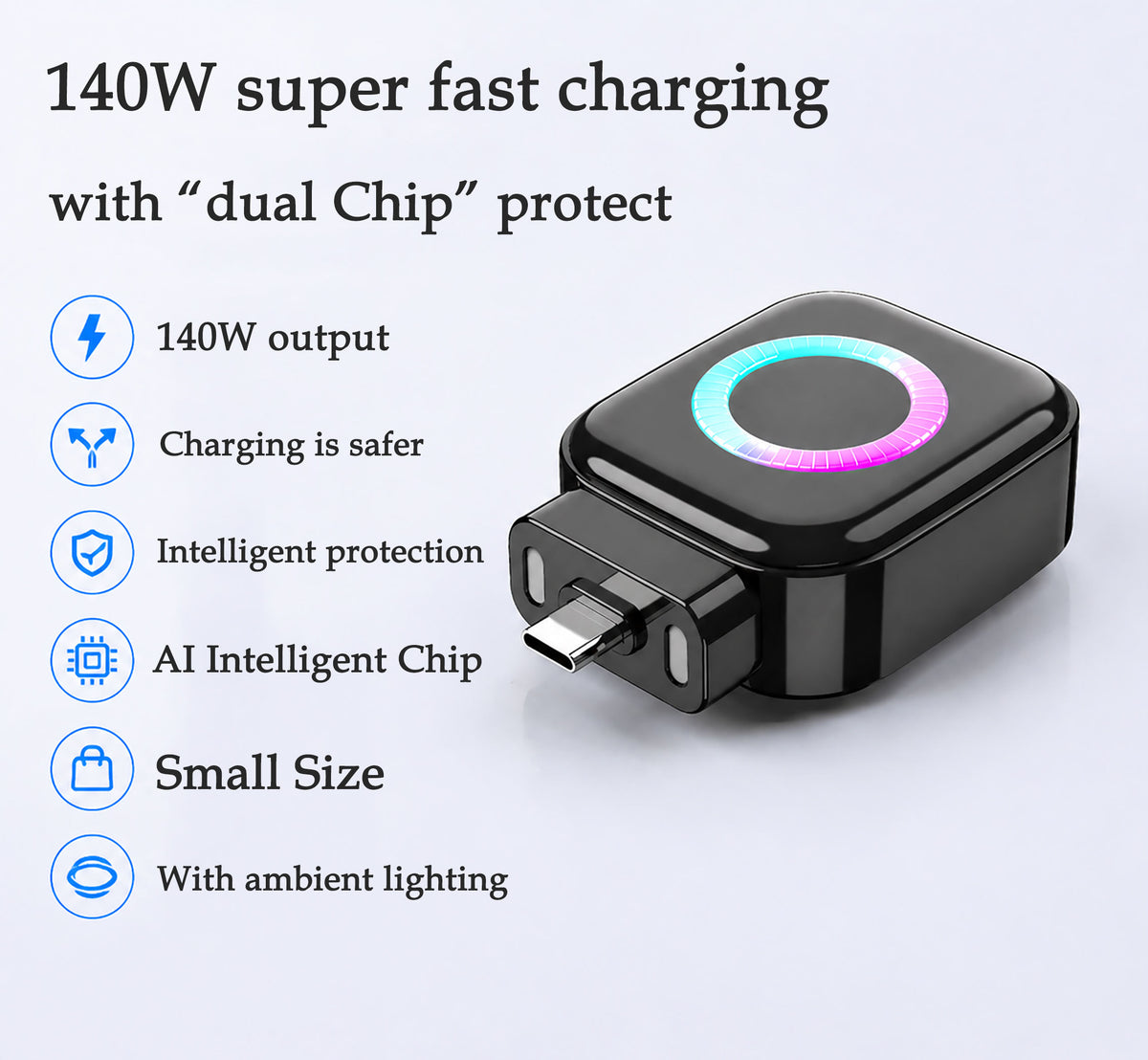 140W Fast Charging Automatic Power-Off Cable for Phones & Tablets