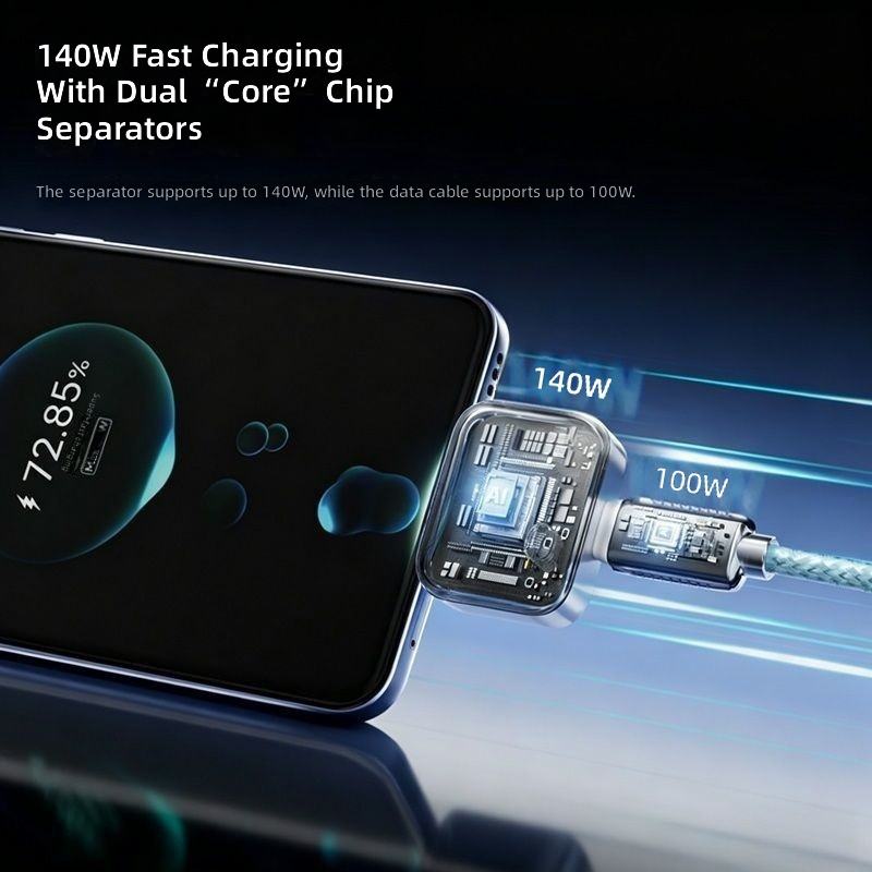 140W Fast Charging Automatic Power-Off Cable for Phones & Tablets