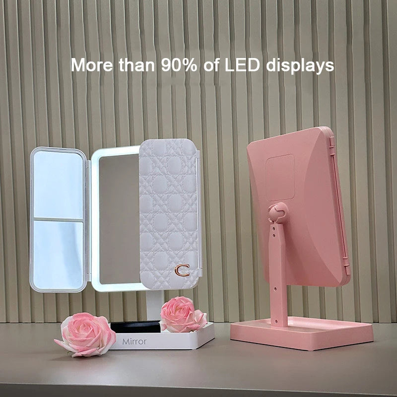 Tri-Fold LED Vanity Mirror with Magnification