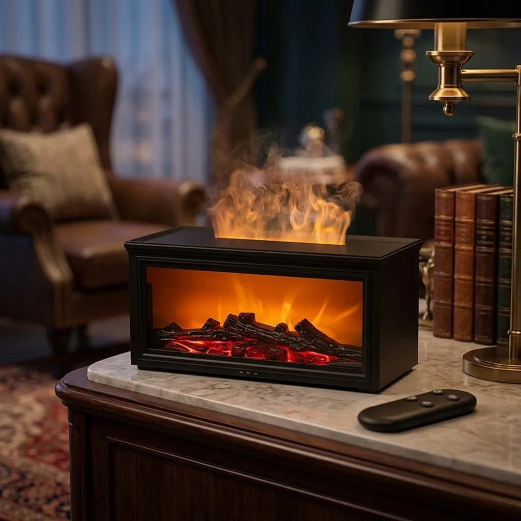 Flame-Effect Aroma Diffuser & Humidifier with Remote & Timer