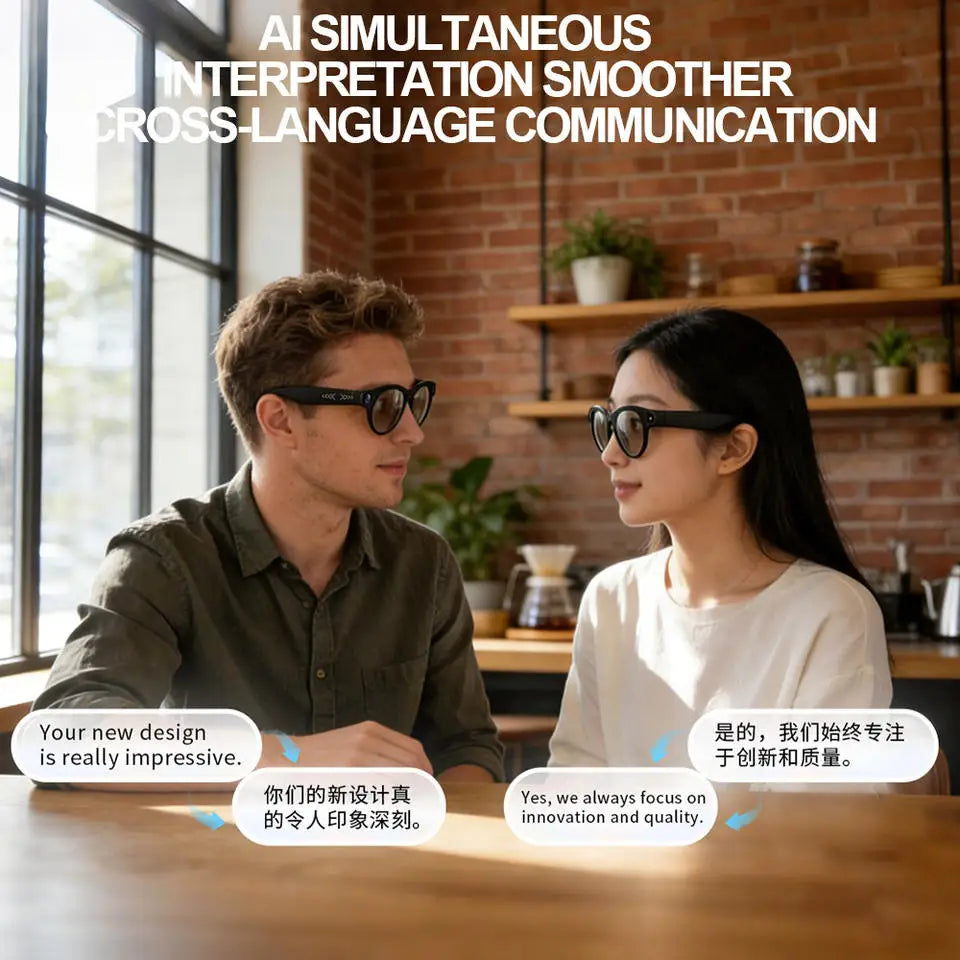 Smart Glasses CY05 Real-Time Translation Type-C Charging  AI Touch Button Control Smart Glasses with Camera 290mAh Battery