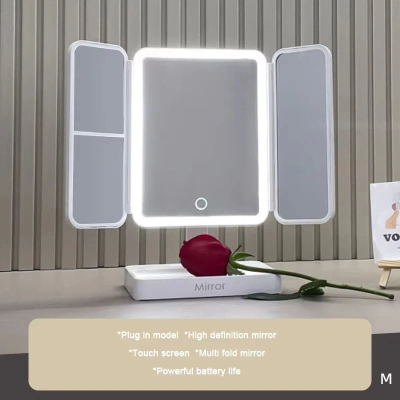 Tri-Fold LED Vanity Mirror with Magnification