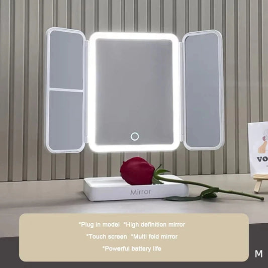 Tri-Fold LED Vanity Mirror with Magnification